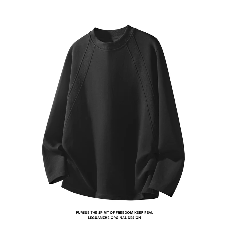 Street Fashion China - 남성 패션 래글런 심 크루넥 긴소매
