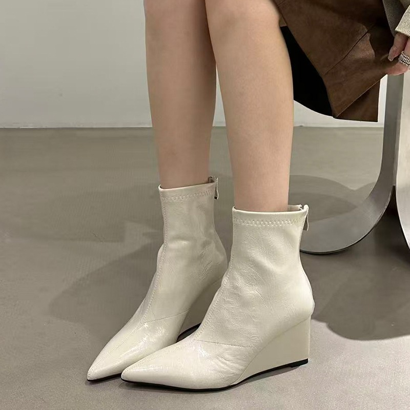 가을 겨울 빈티지 웨지 힐 여성 앵클 부츠 패션 포인티 - Street Fashion Vintage 리뷰 및 가격