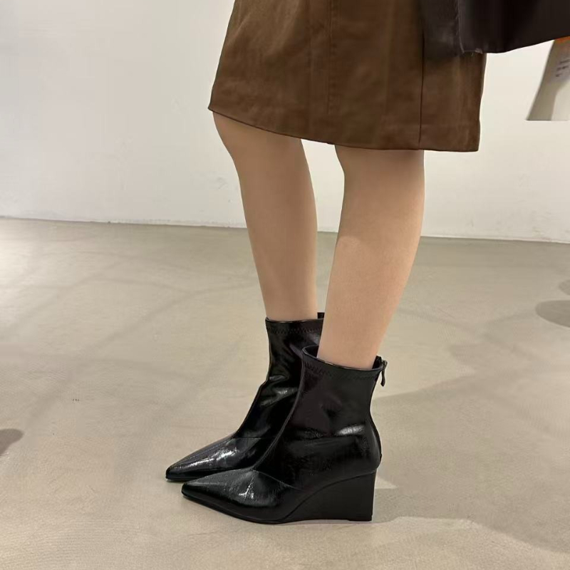 가을 겨울 빈티지 웨지 힐 여성 앵클 부츠 패션 포인티 - Street Fashion Vintage 리뷰 및 가격