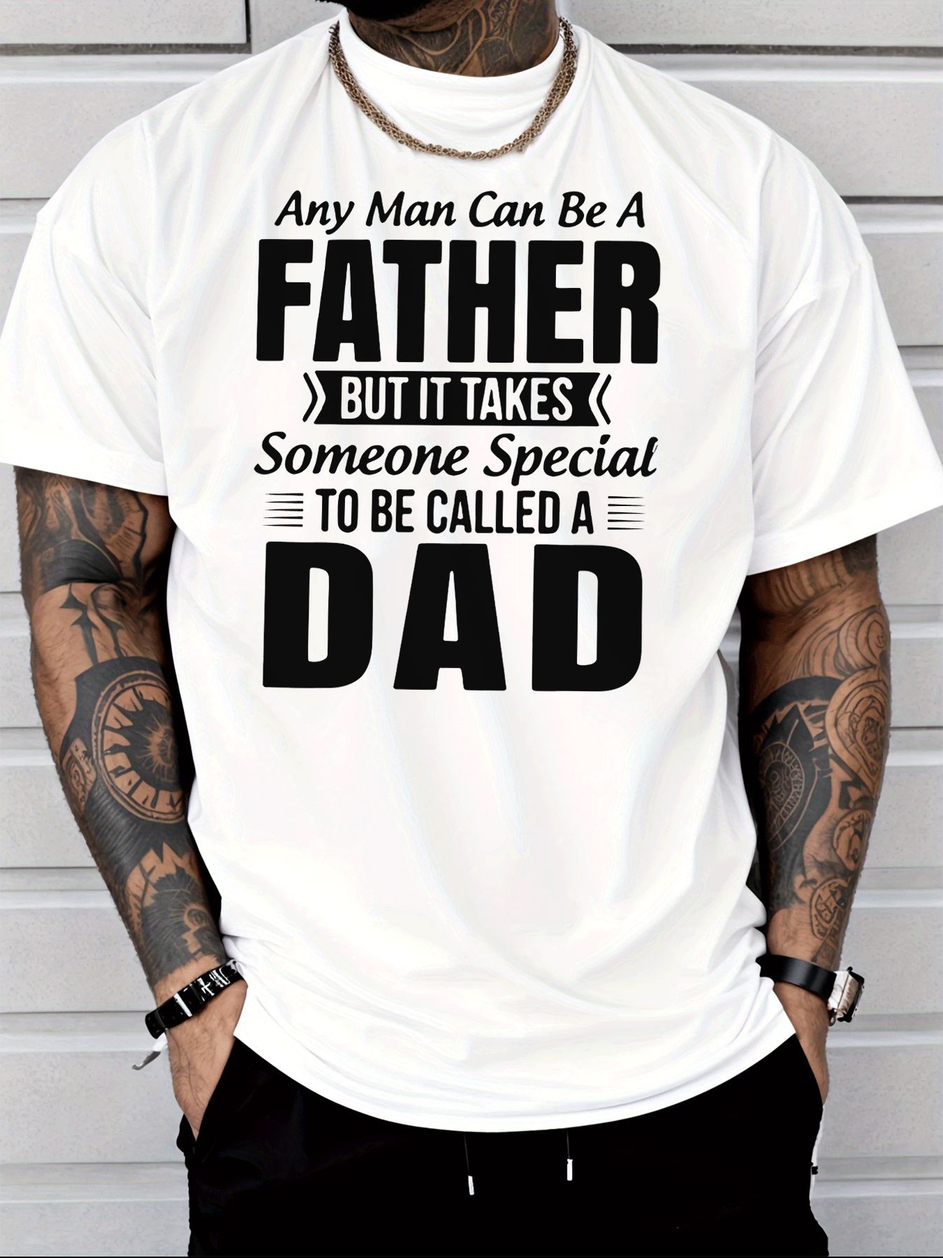 클래식 크루넥 캐주얼 아버지 문구 프린트 티셔츠 남성  - Street Fashion Quotes 리뷰 및 가격