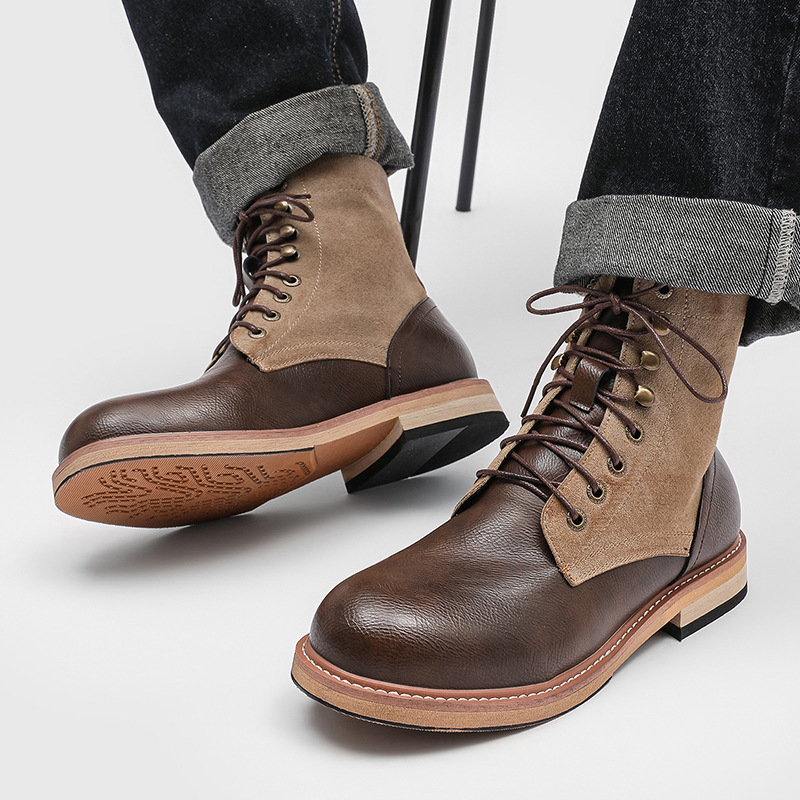 영국 스타일의 남성 패션, 정품 가죽 부츠, 검은색,  - Street Fashion Vintage 리뷰 및 가격